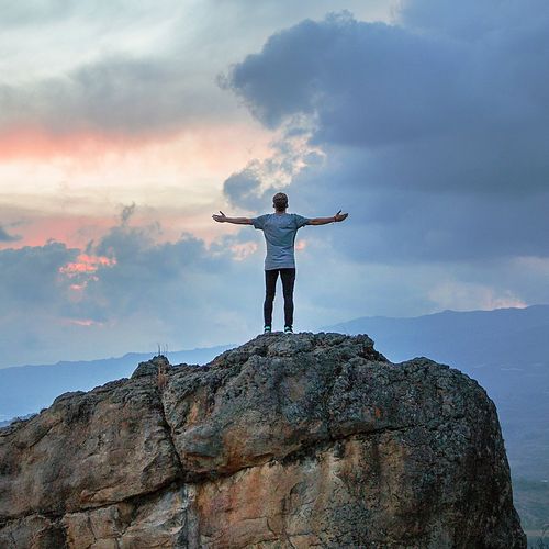 young man on mountaintop