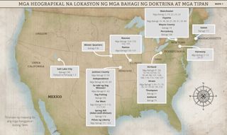 Mapa 1: Mga Heograpikal na Lokasyon ng mga Bahagi ng Doktrina at mga Tipan