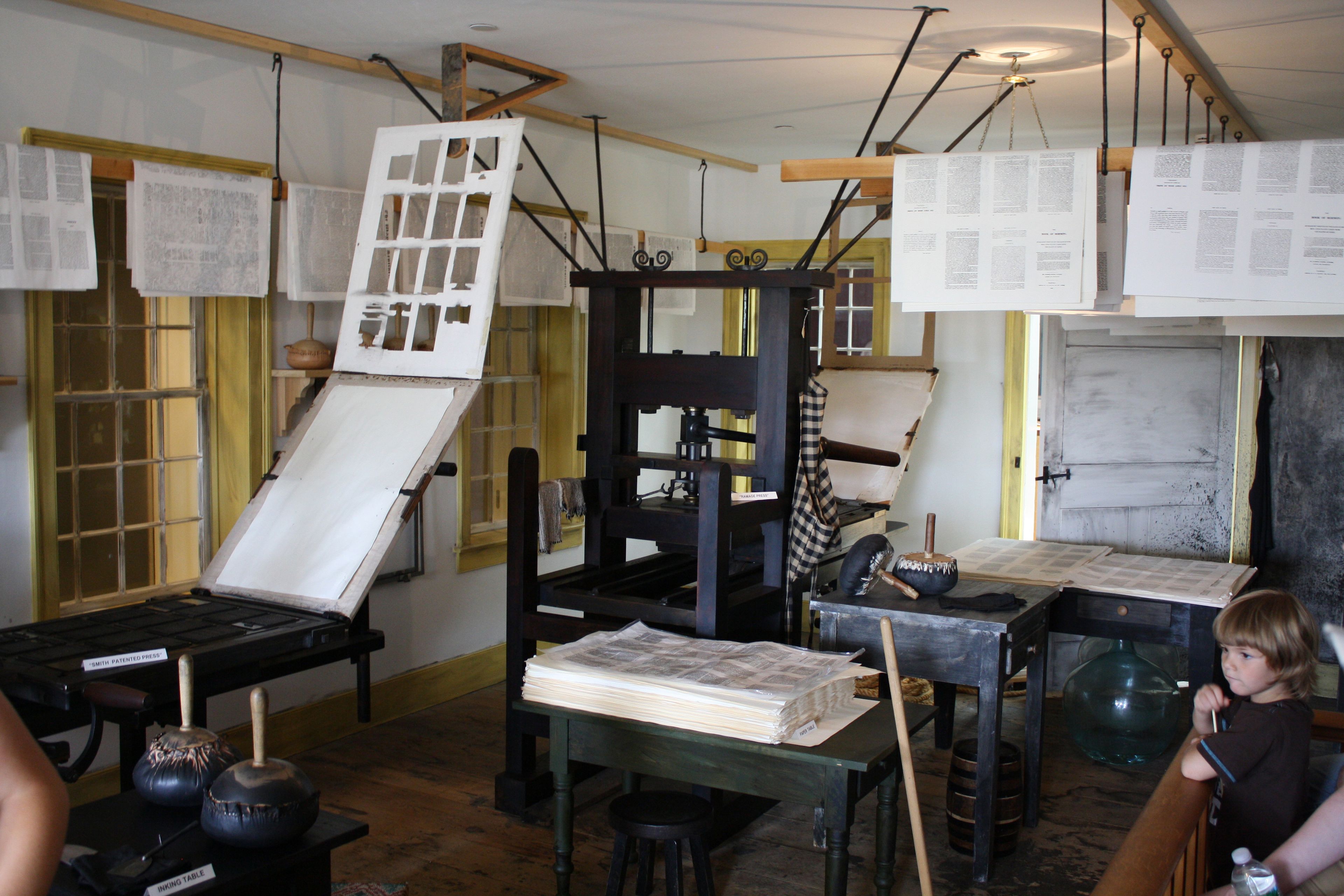 The historic printing press in Palmyra, New York.