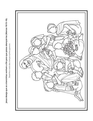 página de atividades: Jesus deseja que as criancinhas venham a Ele para que possa abençoá-las