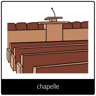 Pictogramme de l’Évangile pour « salle de culte »