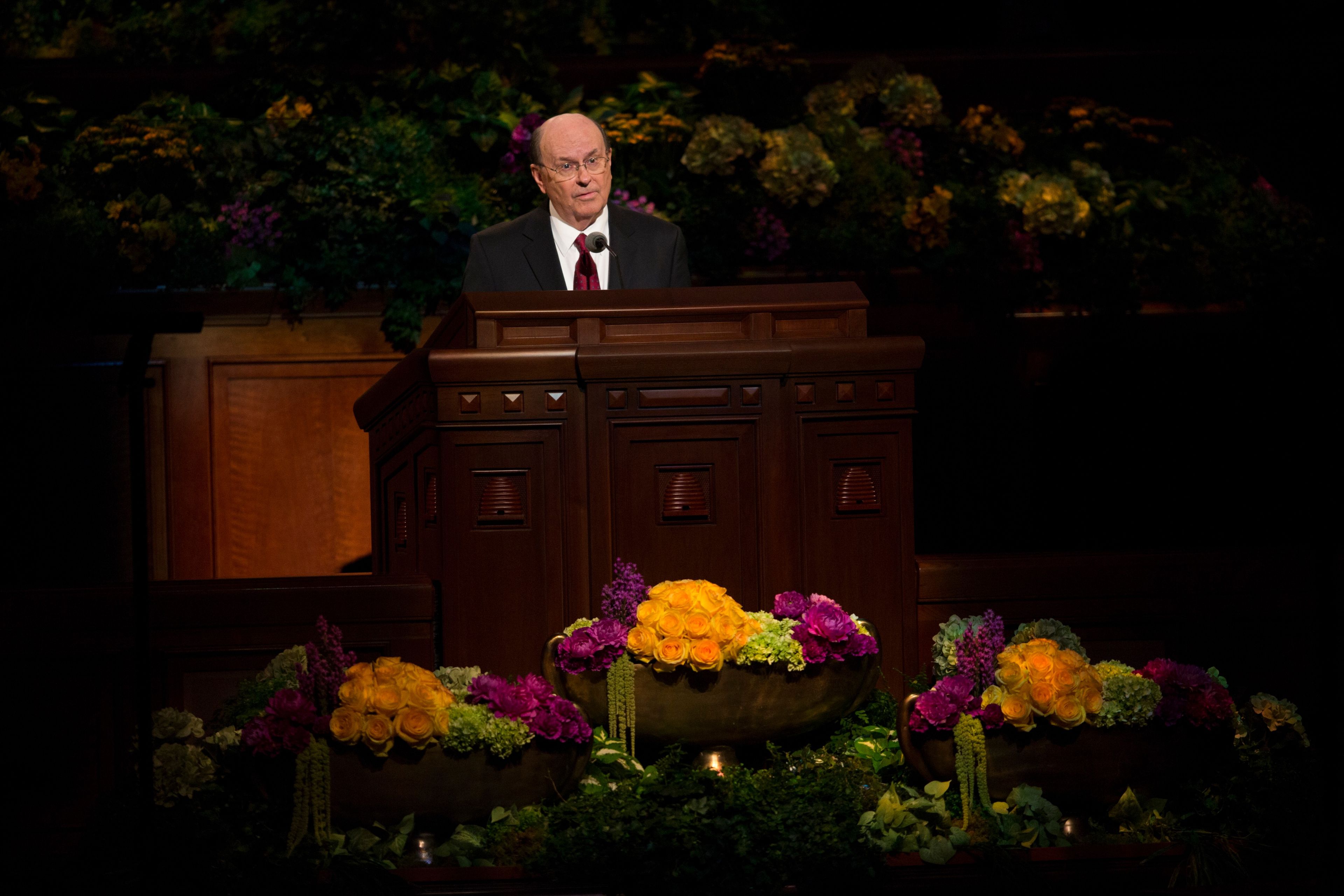 Quentin L. Cook speaking to the congregation during a session of general conference.