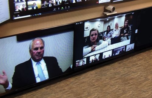 Elder Rasband in a virtual meeting