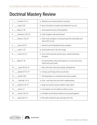 Doctrinal Mastery Review handout