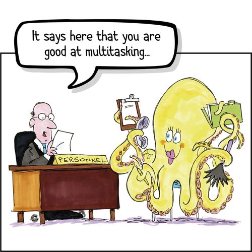 personnel manager talking to octopus