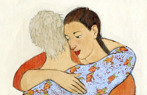 illustration of two women hugging