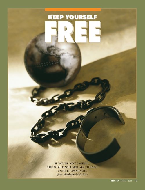 A poster showing a ball and chain, paired with the words “Keep Yourself Free.”