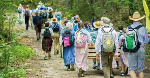 youth walking on trek