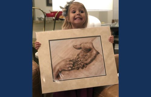 Ruby with painting of the Savior‘s hand