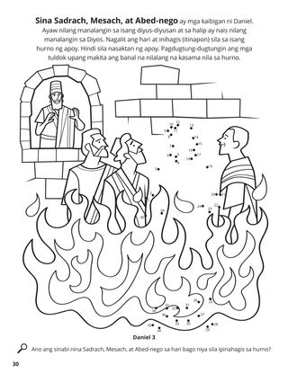 Shadrach, Meshach, and Abed-nego coloring page