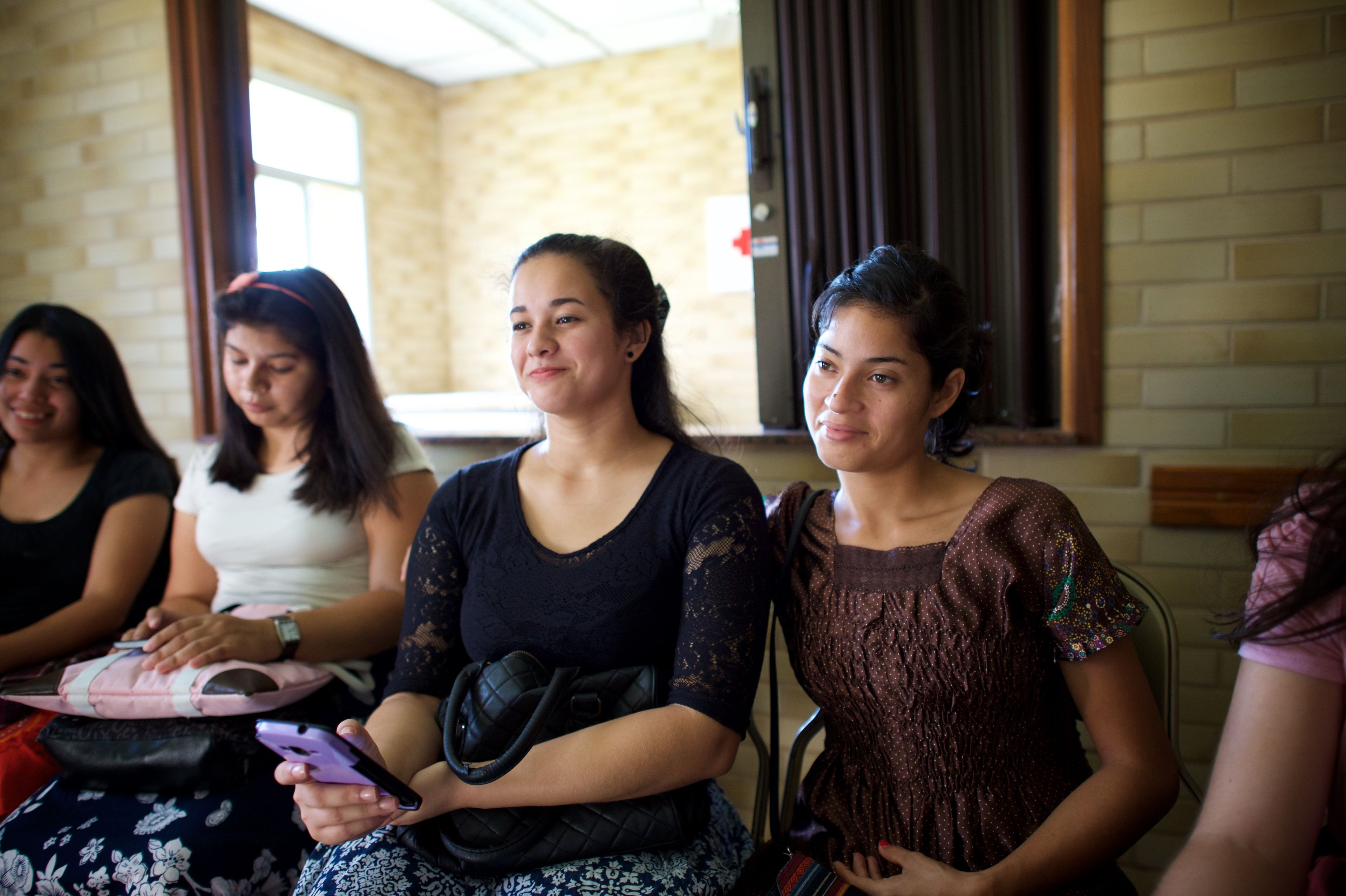 Women meet together in church in Paraguay.