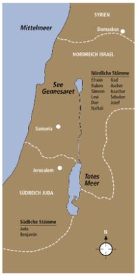 Karte der Reiche Israel und Juda