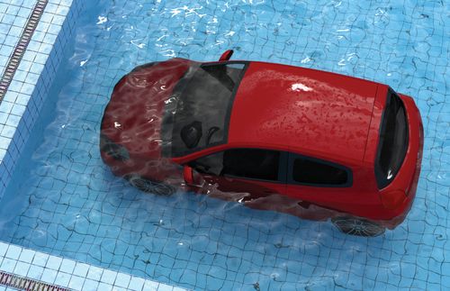 Car in pool