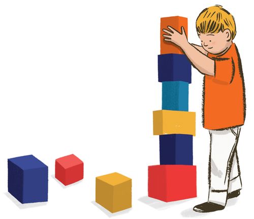 child stacking up blocks