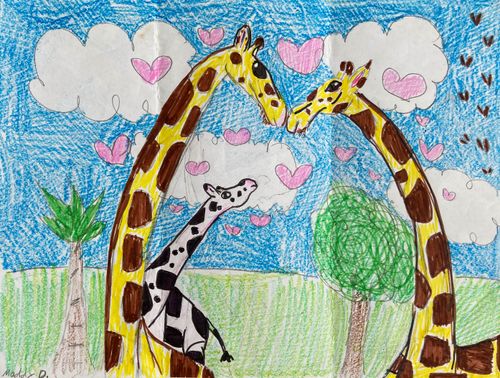 A family of giraffes by Madelyn Dick.