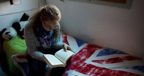 young woman studying