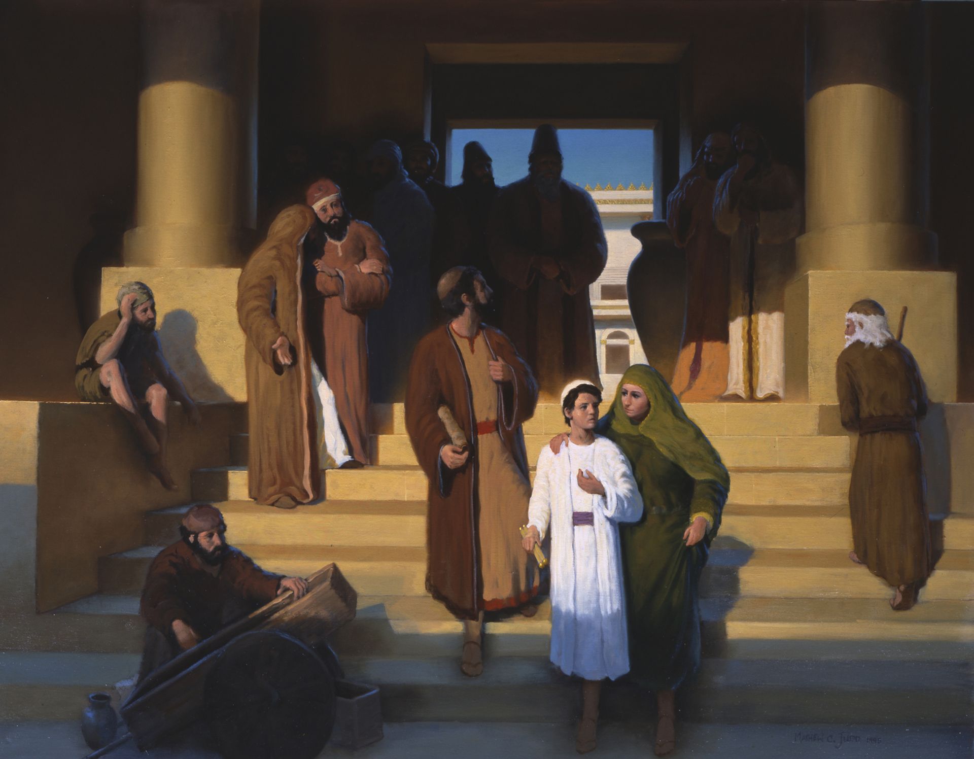 O Jovem Jesus Saindo do Templo com Maria e José, de Matthew Judd