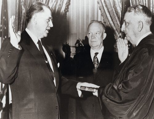 President Ezra Taft Benson being sworn in as the Secretary of Agriculture