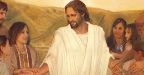 Painting of Jesus Christ in America, greeting Nephites.