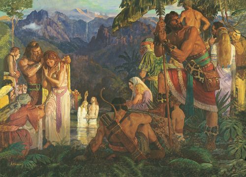 Alma tauft in den Wassern Mormon, Gemälde von Arnold Friberg