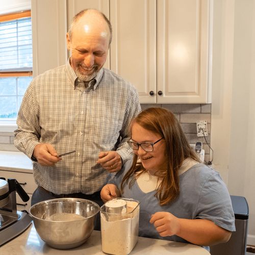 young woman with father