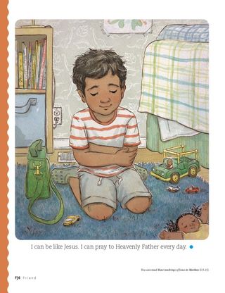 a boy praying in his room