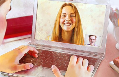 boy and girl video chatting