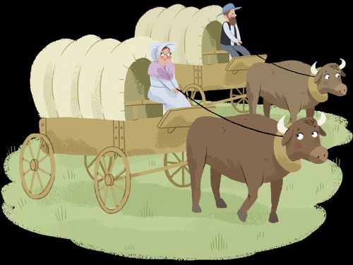 pioneers driving a wagon