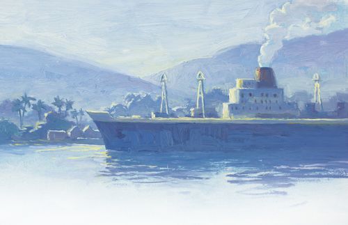 illustration of a ship at sea
