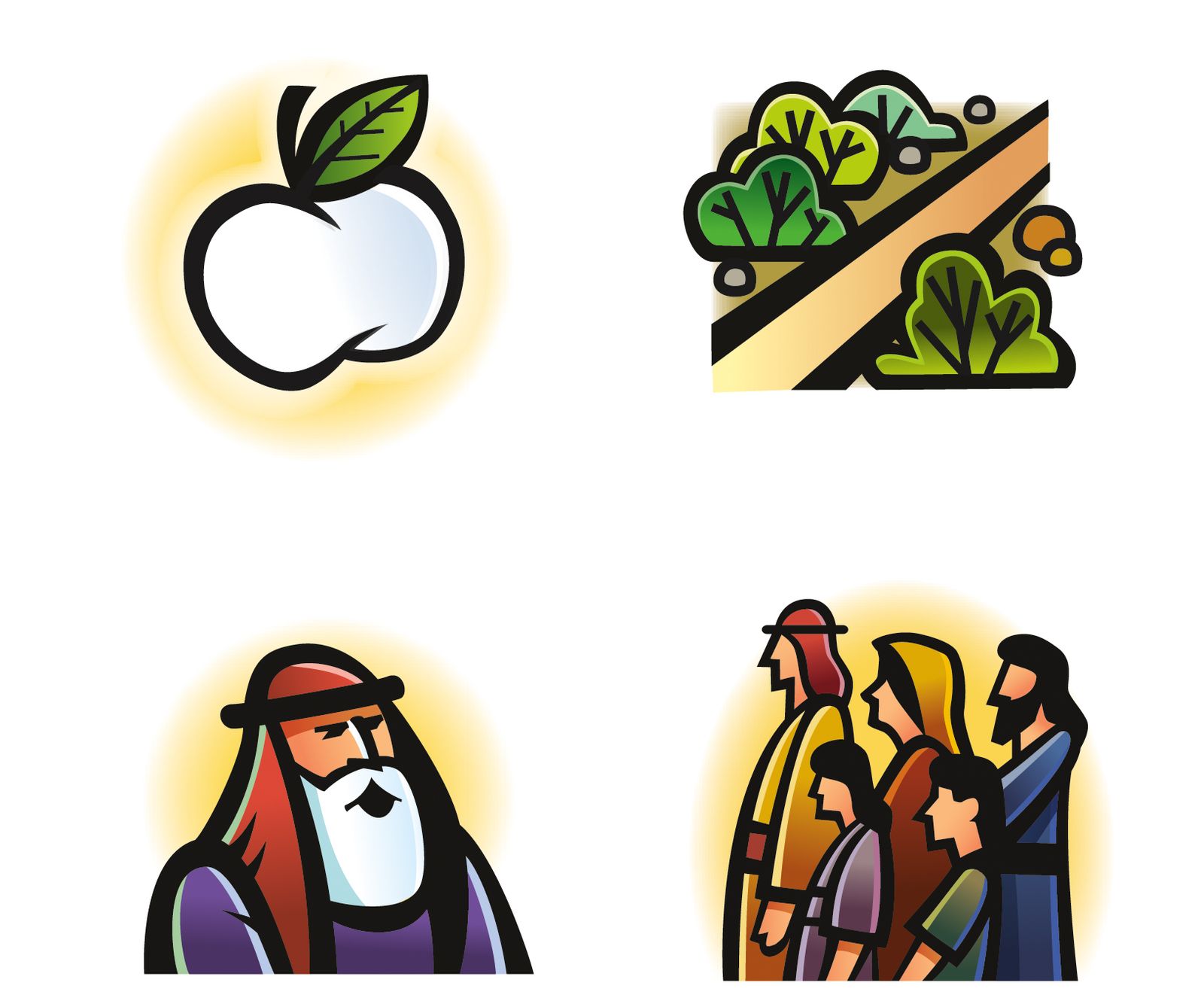 Four clip art images from Lehi’s dream.