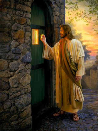 Christ knocking on a door