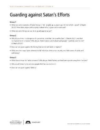 handout, guarding against Satan’s efforts