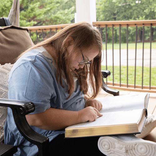 young woman studying scriptures