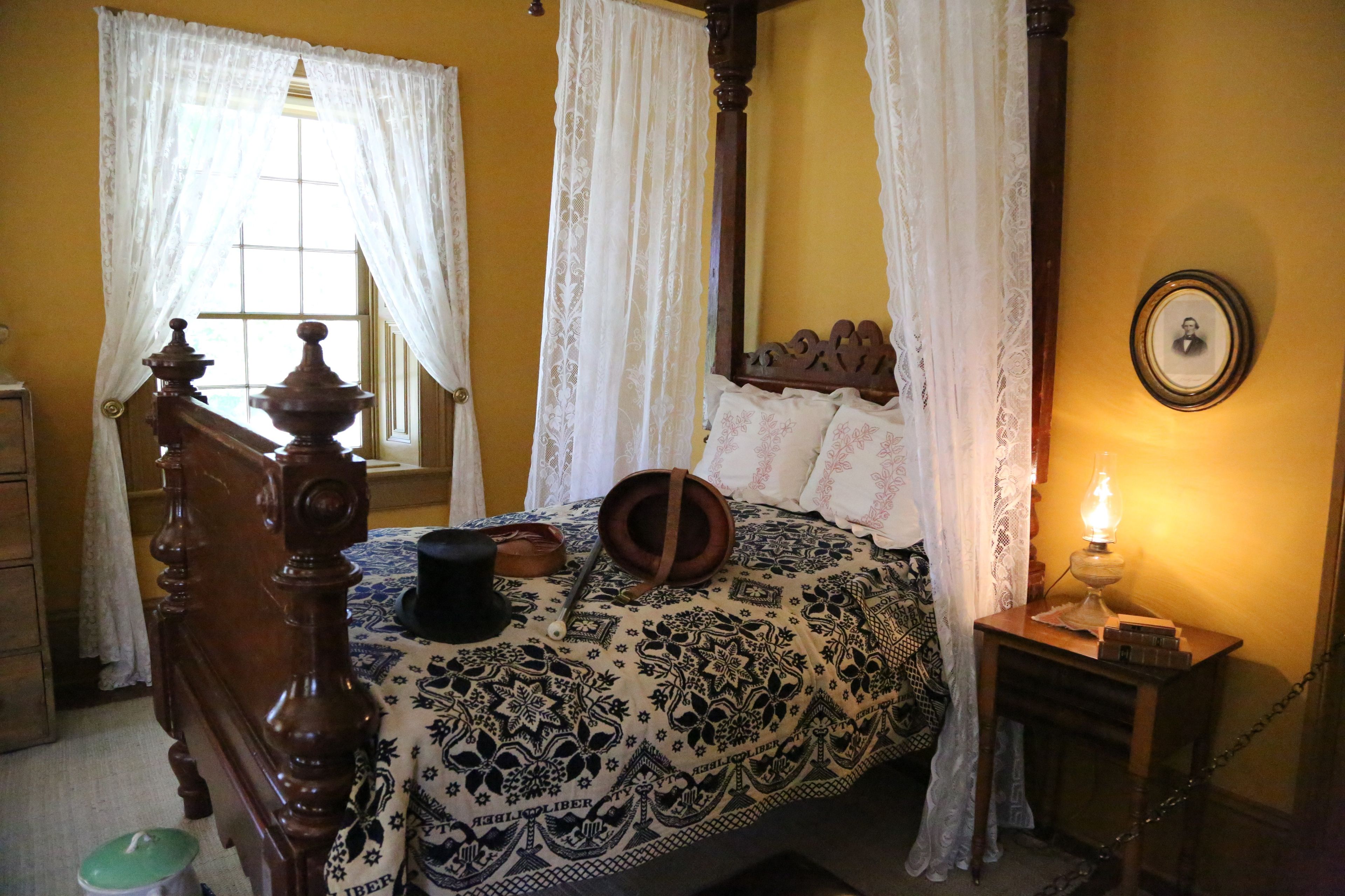 One of the bedrooms inside of the Brigham Young winter home in St. George, Utah.