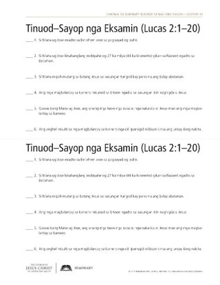 handout, tinuod-o-sayop nga eksamin