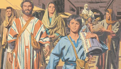 young Jesus traveling with people