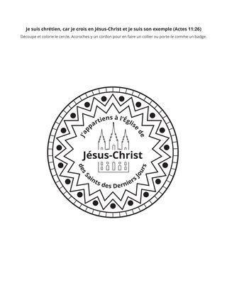 page d’activité : je suis chrétien car je crois en Jésus-Christ et je suis son exemple.