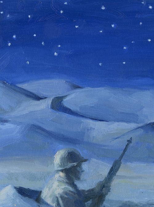 illustration of a soldier at night