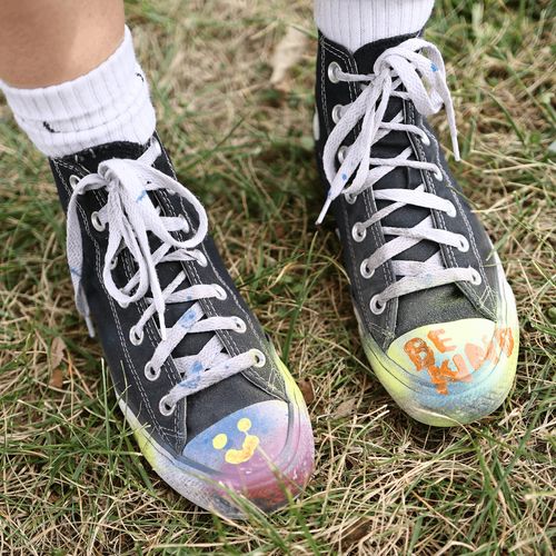 shoes with paint on them