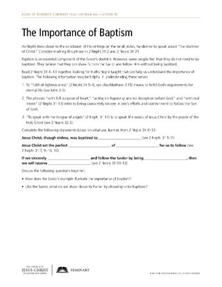 handout, the importance of baptism