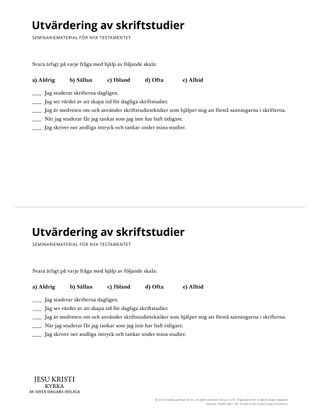 Scripture Study Evaluation handout