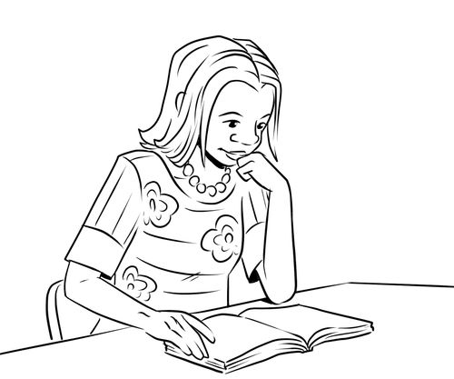 illustration d’une jeune fille en train de lire