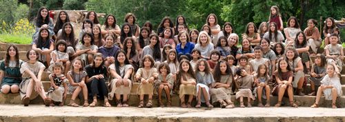 group photo of children on Book of Mormon set