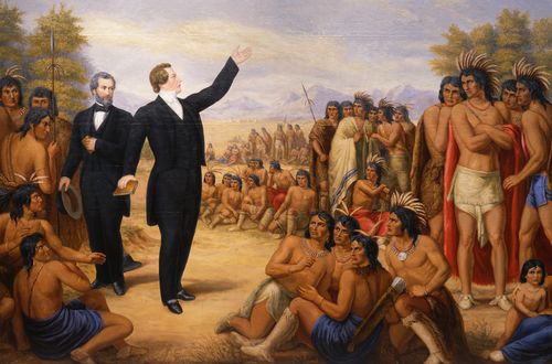Joseph Smith pregando aos índios americanos