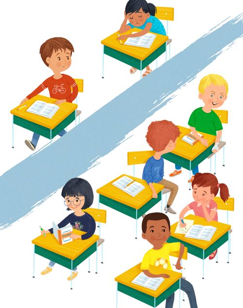 kids sitting at desks in school
