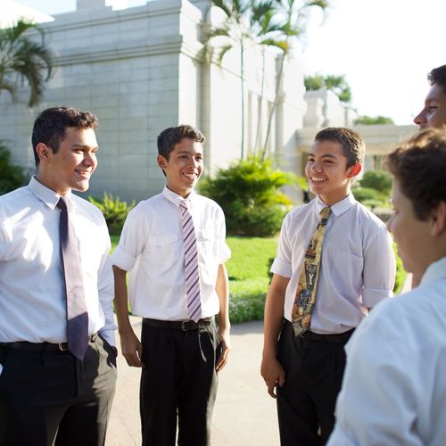 young men at temple