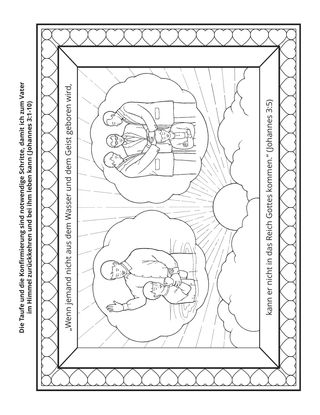 Seite mit der Aktivität: Die Taufe und die Konfirmierung sind notwendige Schritte