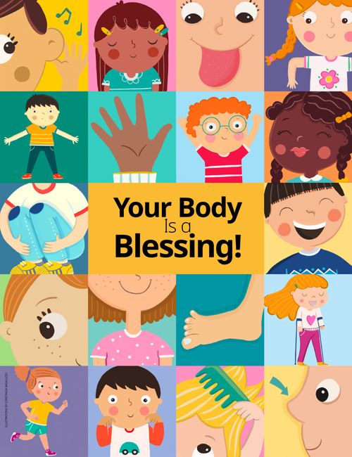 data-Poster PDF with images of children being happy with the different parts of their bodies 