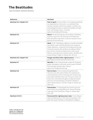 The Beatitudes handout