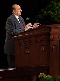 President Thomas S. Monson at pulpit